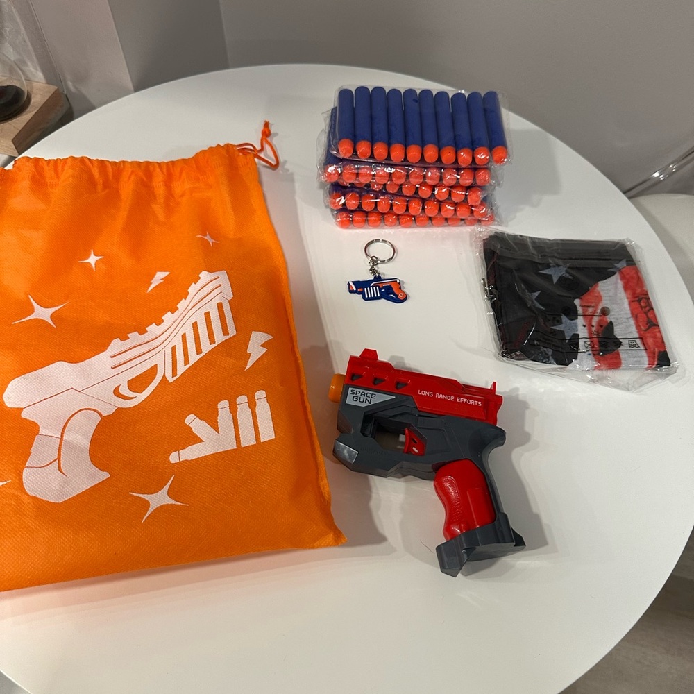 Toy Blaster Set with Orange Bag